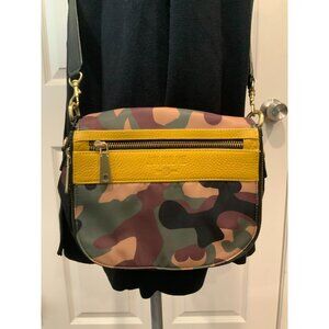 J.W. Hulme Green Camouflage Medium Leather Trim Small Crossbody Purse Camo